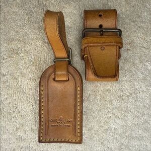 Vintage Louis Vuitton Mini Luggage Tag and Poignier in Vachetta Leather (14V)
